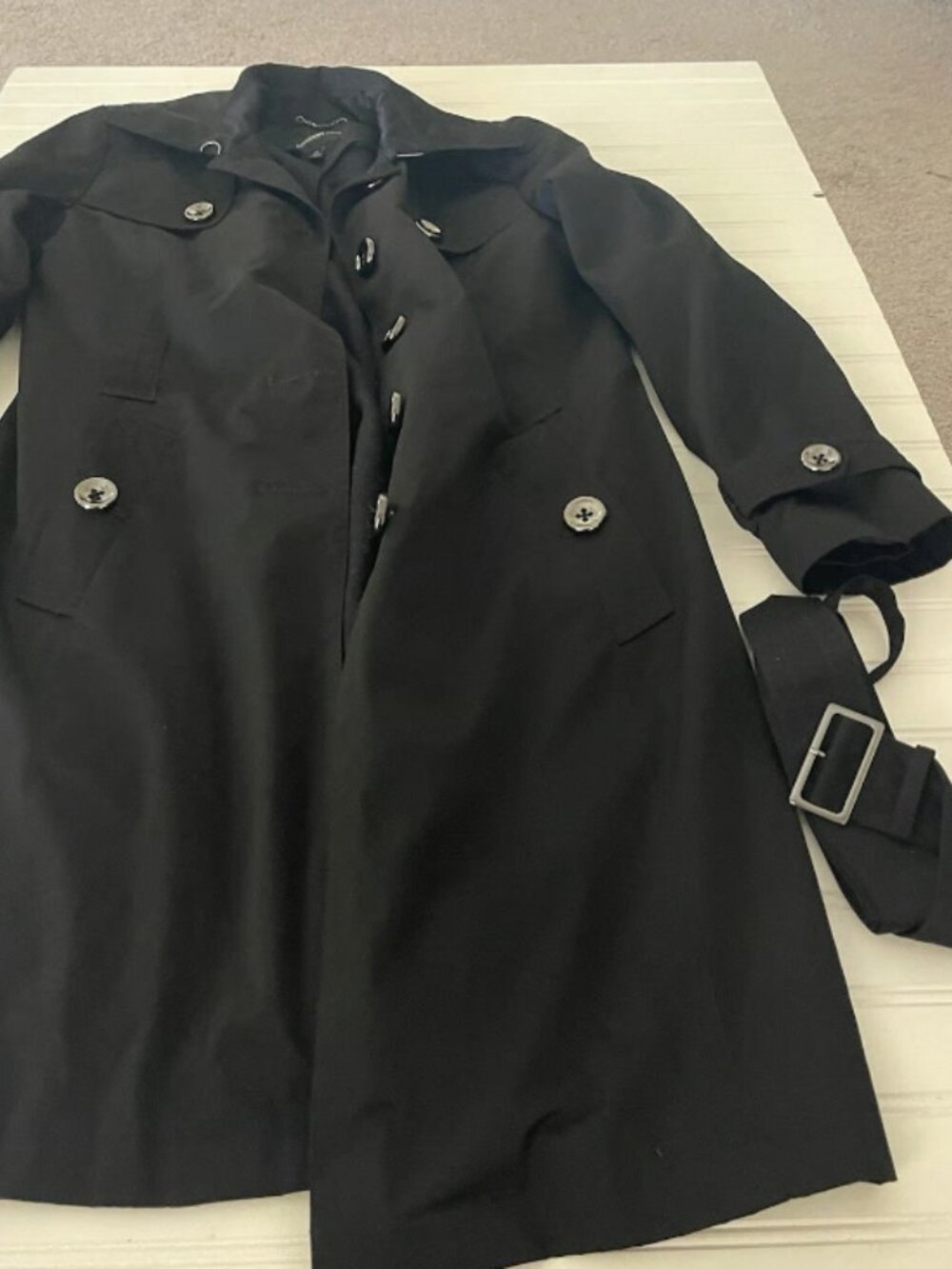 London Fog Women's Size M Black Double Breasted Mid-Length Trench Coat - Picture 2 of 12